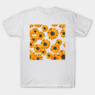 Watercolor Sunflowers Pattern - Orange Background T-Shirt